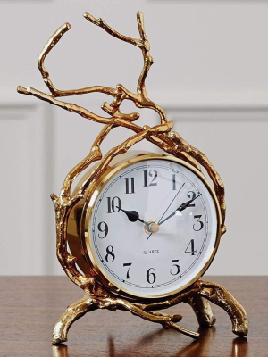 Global Views Twig Clock Brass