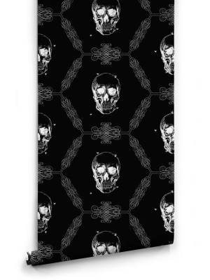 Skull & Bee Wallpaper In Night From The Kingdom Home Collection By Milton & King