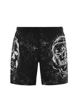 Alexander Mcqueen Skull Printed Swim Shorts