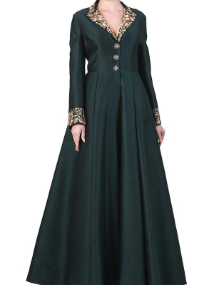 Collar Embroidered Gown