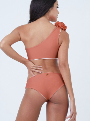 Currulao Reversible Moderate Hipster Bikini Bottom - Coral Pink/ivory White