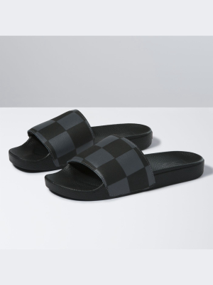 Leather/check Slide-on