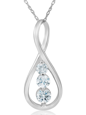 Pompeii3 1/2ct 3-stone Diamond Infinity Pendant 14k White Gold 1" Tall