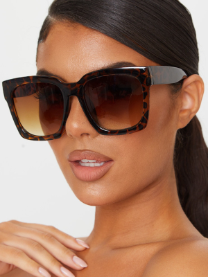 Brown Tortoise Oversized Square Sunglasses