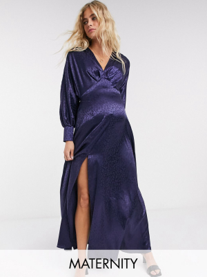 Flounce London Maternity Exclusive Batwing Maxi Dress In Navy