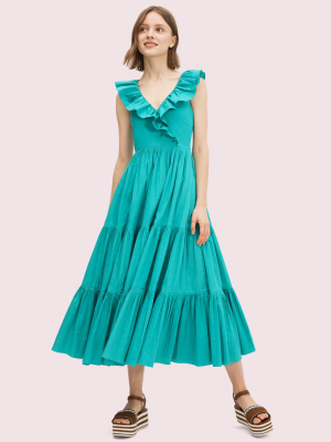 Poplin Ruffle Tiered Dress