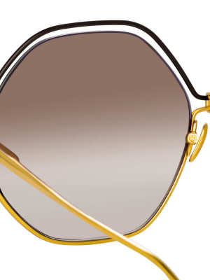 Lorena Oversized Sunglasses In Yellow Gold