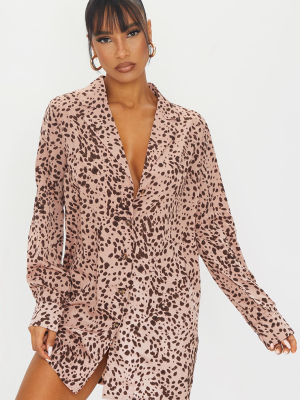 Blush Dalmatian Print Long Sleeve Shirt Dress