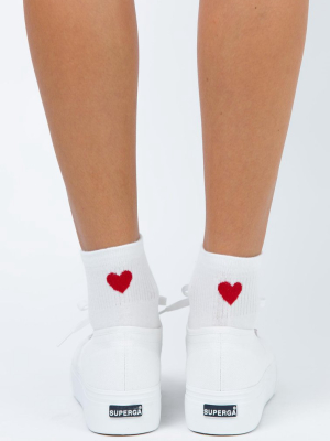 Ayla Heart Socks White