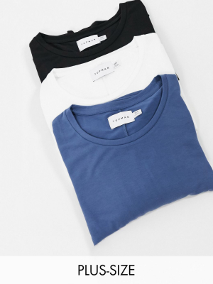 Topman Big & Tall 3 Pack T-shirts In Multi