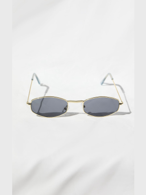 Gold Rim Thin Hexagon Sunglasses