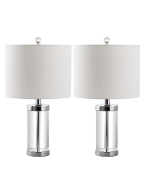 (set Of 2) 20" Laurie Crystal Table Lamp Clear (includes Cfl Light Bulb) - Safavieh