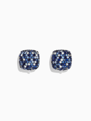 Effy Splash Sterling Silver Blue Sapphire Square Earrings, 3.56 Tcw