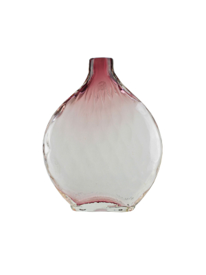 Northlight 11.5" Disc Shaped Transparent Ombre Hand Blown Glass Vase - Purple