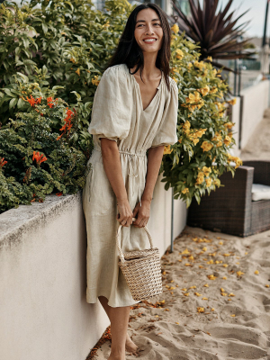 Susannah Puff Sleeve Linen Dress