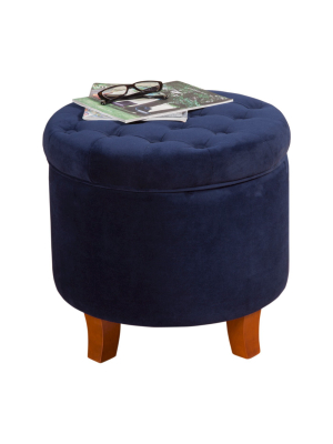 Large Round Tufted Storage Ottoman - Homepop