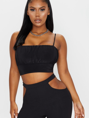 Black Slinky Ruched Bust Crop Top