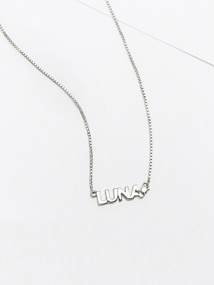 Sterling Silver Nameplate Necklace With Classic Box Chain