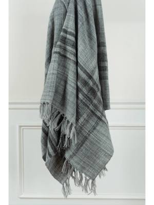 50"x60" Plaid Throw Blanket Gray - Rizzy Home