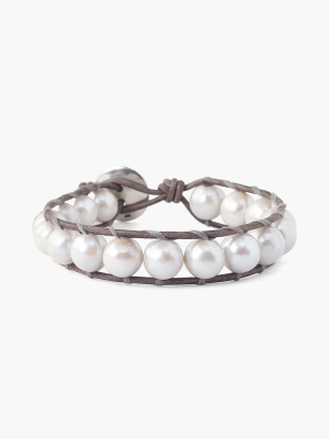 White Baroque Pearl Single Wrap Bracelet