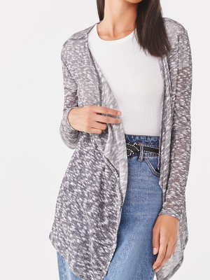 Sheer Marled Open-front Cardigan