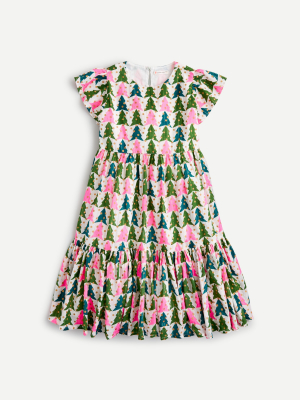 Girls' Tiered Dress In Winter Trees