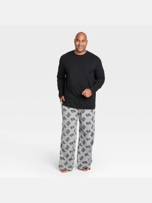 Men's Big & Tall Microfleece Polar Bear Pajama Set - Goodfellow & Co™ Black