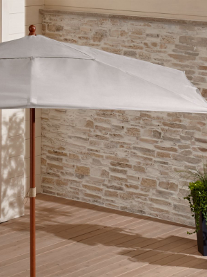 Rectangular Sunbrella ® Silver Patio Umbrella With Eucalyptus Frame