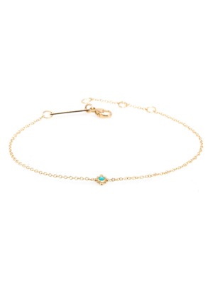 14k Tiny Bead Starburst & Turquoise Bracelet