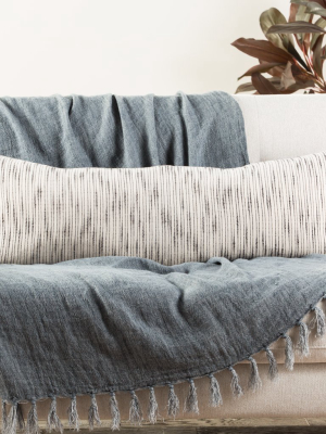 Linnean Stripe White & Gray Throw Pillow