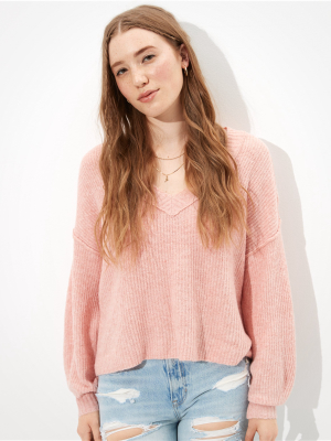 Ae Dreamspun Cropped V-neck Sweater