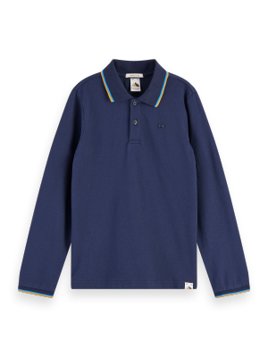 Long Sleeve Pique Cotton Polo Shirt