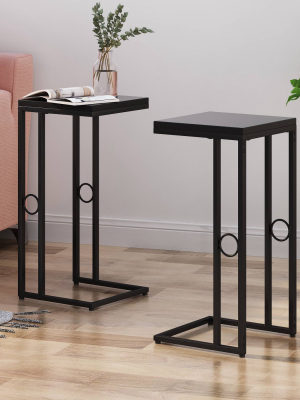 Set Of 2 Bader Modern C-shaped Side Table Black - Christopher Knight Home