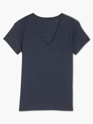 Lucky Brand Womens Speckled V Neck Tee