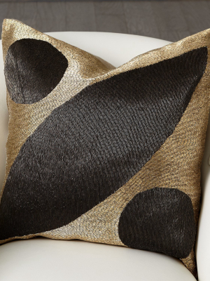 Global Views Seed Beaded Pillow In Gold And Black