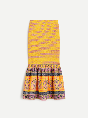 Smocked Skirt In Sunny Block Print