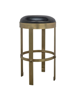 Noir Prince Counter Stool - Gold W/ Leather