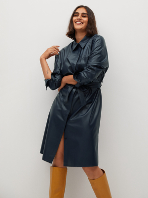 Faux-leather Shirt Dress