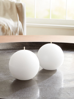 White Ball Candles, Set Of 2