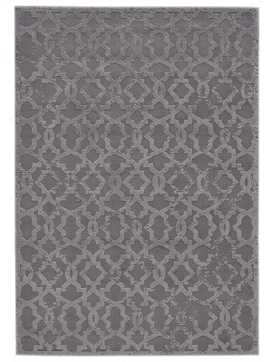 Feizy Akhari Trellis Pattern Rug - Available In 5 Sizes - Silver & Dark Gray