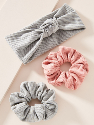 Suzie Waffle Twist Headband & Scrunchie Set