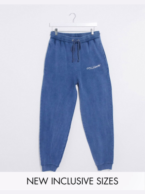 Collusion Unisex Oversized Washed Sweatpants In Deep Blue