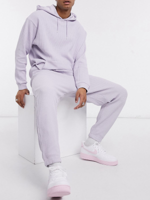 Asos Design Co-ord Oversized Sweatpants In Lilac Waffle