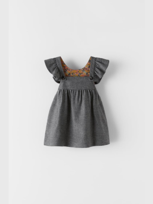 Buttoned Flannel Pinafore Dress