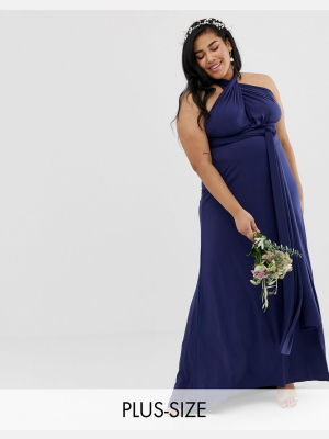 Tfnc Plus Bridesmaid Exclusive Multiway Maxi Dress In Navy