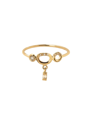 Gravity Gold Oval Charm Ring