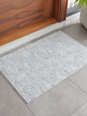 Chilewich ® Mosaic Blue Woven Floormat 23"x36"