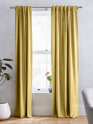 Cotton Luster Velvet Curtain - Wasabi