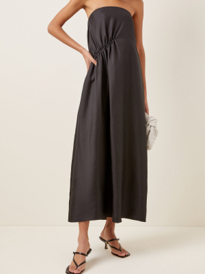 Gathered Silk Maxi Skirt