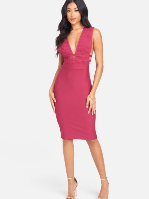 Plunge Neck Bandage Dress